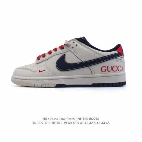 200 【公司级】耐克 Nike Dunk Low Retro 运动鞋复古板鞋 2025年新款 Gucci 联名 新年鞋子。作为 80 年代经典篮球鞋款，起初专