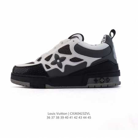 Lv Skate Sneaker 路易威登 2025年新款运动板鞋 蛇年限定 春夏秀场初次亮相，此次以粒面牛皮革焕新呈现。加垫鞋领和鞋舌援引滑板鞋设计，科技鞋带 - 点击图像关闭