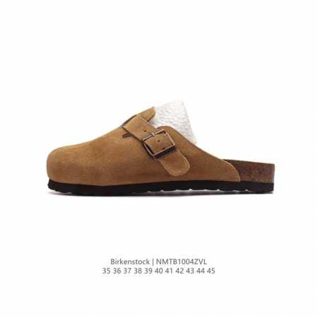 德国百年知名鞋履品牌 博肯birkenstock Boston Vl 勃肯绒面 加绒加毛 秋冬新款 金属针扣软木底包头拖鞋 牛皮革质地柔软 搭配可调节鞋扣提升穿 - 点击图像关闭