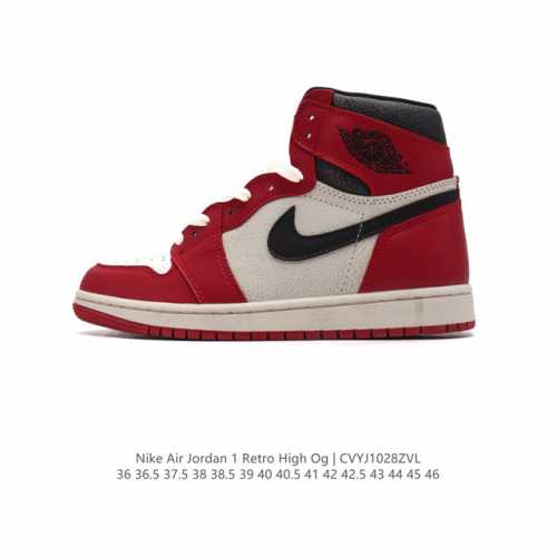 头层皮 耐克 男女同款运动板鞋 Nike Air Jordan 1 Retro High OG 乔丹一代aj1 乔1 AJ1 篮球鞋复刻运动鞋。皮面高帮板鞋的设