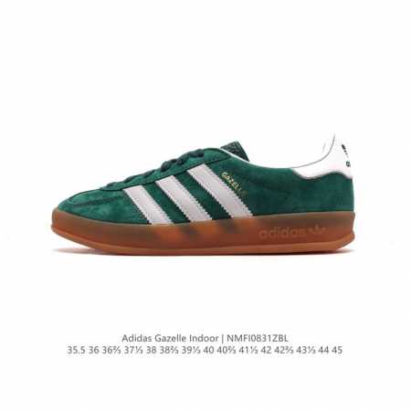 阿迪达斯 Adidas Originals Gazelle Indoor 复古三叶草防滑透明橡胶板鞋经典运动鞋。这款经典鞋,忠于原版设计,缀撞色三条纹和鞋跟饰片 - 点击图像关闭
