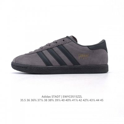 新品 阿迪达斯 Adidas Stadt 舒适透气 百搭潮流 复古时尚 德训鞋 柔软舒适 防滑耐磨 低帮 运动板鞋 男女同款 休闲鞋特色 设计师大胆选择粉色打底