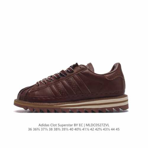阿迪达斯 Clot X Adidas Originals Superstar 陈冠希全新设计 运动休闲厚底增高板鞋，鞋身整体以adidas经典的 Superst