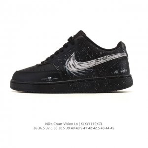 公司级 耐克Nike Court Vision Low 校园风低帮复古篮球板鞋运动鞋。延续80年代复古篮球鞋，添加学院风细节。皮革组合鞋面，利落风格，重现复古篮