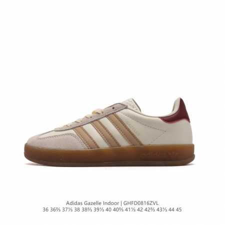 阿迪达斯 Adidas Originals Gazelle Indoor 复古三叶草防滑透明橡胶板鞋经典运动鞋。这款经典鞋,忠于原版设计,缀撞色三条纹和鞋跟饰片 - 点击图像关闭