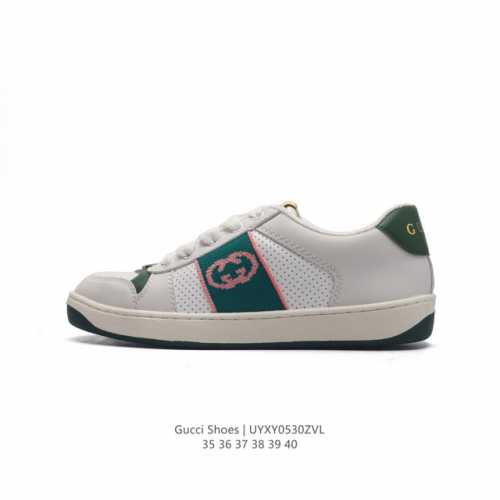 Gucci 古驰 百搭休闲运动板鞋。明星同款 小红书爆款 小白鞋 厚底增高女士运动鞋 真标 2024Ss新色，经典高奢品牌gucci古驰 复古松糕跟休闲运动鞋。