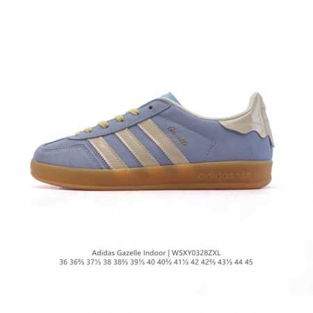 160 阿迪达斯 Adidas Originals Gazelle Indoor复古三叶草防滑透明橡胶板鞋经典运动鞋。这款经典鞋,忠于原版设计,缀撞色三条纹和鞋 - 点击图像关闭