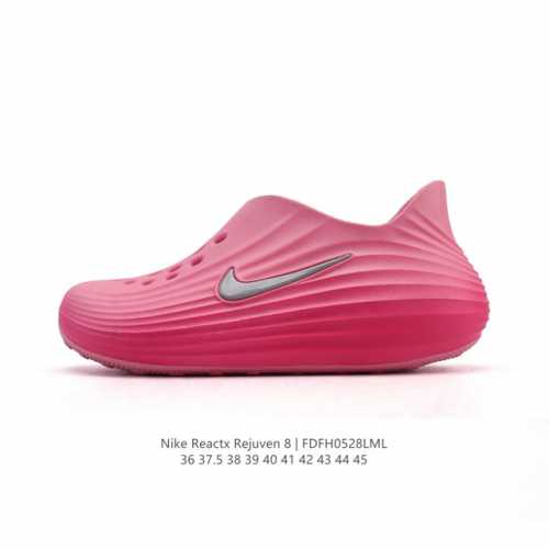 新品 耐克 Nike Reactx Rejuven8 沙滩鞋 柔软回弹耐磨透气凉拖鞋 25夏季新款轻便透气洞洞鞋外穿休闲运动鞋 Hv5060-002 采用质感柔