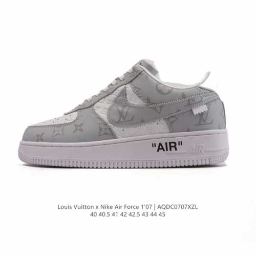 公司级 Louis Vuitton X Nike Air Force 1 Low 路易威登联名 耐克 空军一号 Af1 低帮百搭休闲厚底增高运动板鞋。柔软、弹性
