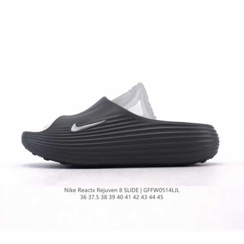 新品 耐克 Nike Reactx Rejuven8 Slide 沙滩拖鞋 露趾拖鞋 一体成型 一脚蹬 厚底增高休闲柔软回弹耐磨踩屎感透气凉拖鞋 25夏季新款轻