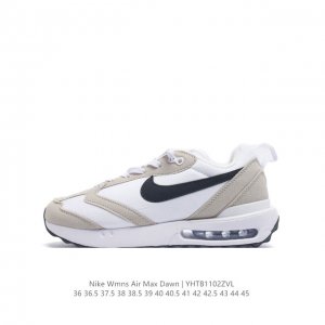 耐克 NIKE Air Max Dawn 黎明系列 低帮气垫百搭休闲运动慢跑鞋 从配色上彰显出浓厚的复古气质。最大的亮点当属鞋型设计上加入结构元素，汲取1984
