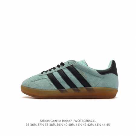 阿迪达斯 Adidas Originals Gazelle Indoor 复古三叶草防滑透明橡胶板鞋经典运动鞋。这款经典鞋,忠于原版设计,缀撞色三条纹和鞋跟饰片 - 点击图像关闭