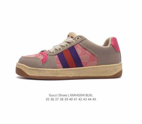 古驰 Gucci Screener系列做旧脏脏鞋时尚厚底增高复古板鞋潮运动鞋，复古学院风款式与融入怀旧运动服风格的面料风靡数十年，不同风格演绎出的协奏之曲为20