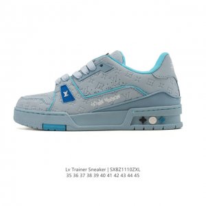 路易威登 Louis Vuitton Lv路易威登板鞋 时尚运动鞋潮厚底增高男女鞋。舒适防滑底和百搭性霸屏整个时尚娱乐圈，细节调整完美主义！采用柔软帆布皮革拼接