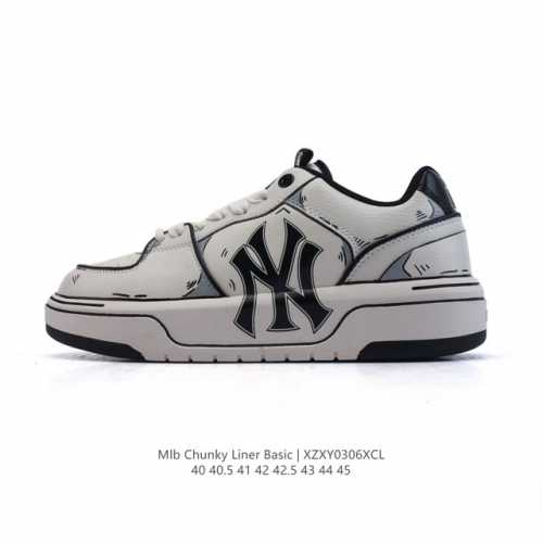 300 【公司级】Mlb Chunky Liner Basic 人气单品学长鞋系列新款 纯手工描绘 手绘版本 轻量增高厚底百搭休闲运动板鞋 男轻便胶鞋 高级街头