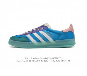 真标 阿迪达斯 Adidas Originals X Gucci Gazelle 阿迪古驰联名经典休闲板鞋 复古男女运动鞋 融汇两个品牌丰富且历史悠久的典藏元素