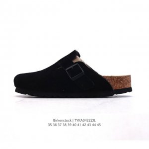 公司级德国百年知名鞋履品牌 勃肯Birkenstock Boston Suede Shearling 波士顿系列休闲凉拖鞋 低帮牛皮绒面革复古软木底包头露跟休闲