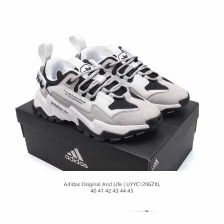 阿迪达斯 Adidas Original And Life 复古老爹鞋厚底增高运动跑步鞋。鞋跟后跟做了贴合脚踝曲线处理，耐磨材质外底辅以组合纹路，铸就抓地力，鞋 - 点击图像关闭