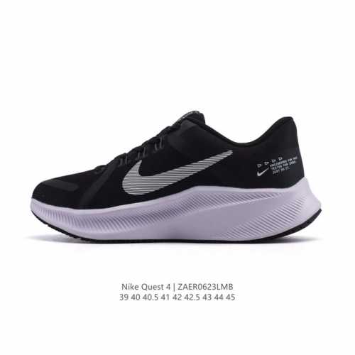 耐克 Nike Quest 4 男士运动跑鞋。网面透气 时尚休闲跑步鞋 简约高科技设计采用多层材料，为双足带来凉爽感受和稳固体验时尚鞋面搭配中足包覆设计，提供稳