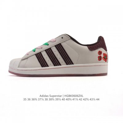 真标 阿迪达斯 Adidas Superstar 2025年新款鞋子 蛇年新款经典贝壳头系列 新款休闲板鞋潮流男女士运动鞋 路易威登联名。鞋面柔软皮革拼接材质