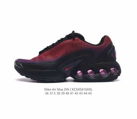 公司级 全新nike Air Max Dn 运动鞋 时尚跑步鞋，豆荚造型气垫吸睛！Nike Air Max Dn 采用了纯黑配色覆面，搭配白色虚线和紫色点缀，营 - 点击图像关闭