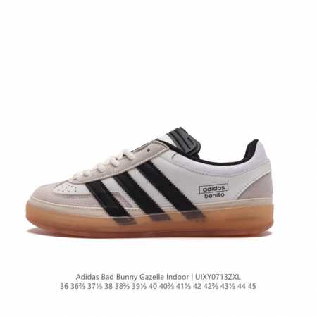 阿迪达斯 T 头鞋 系列bad Bunny X Adidas Gazelle Indoor德训鞋 潮运动板鞋。Badbunny与adidas再度联名，推出全新g - 点击图像关闭
