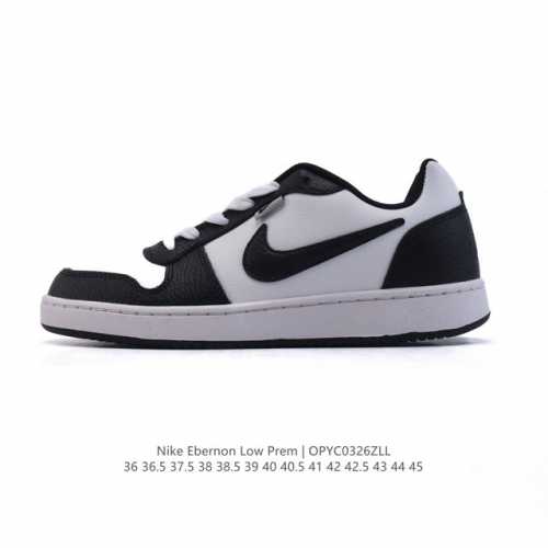 130 耐克Nike Ebernon Low男女子简版空军复古休闲板鞋运动休闲鞋。采用合成革鞋面，方便清洗，搭配侧面与后跟处的品牌标识，低鞋口设计，赋予脚踝灵活