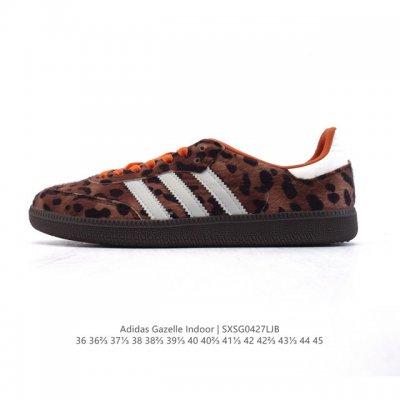 特价真标 阿迪达斯 Adidas Originals Gazelle Indoor复古三叶草防滑透明橡胶板鞋经典运动鞋 毛绒豹纹鞋面。这款经典鞋,忠于原版设计,