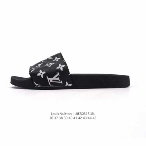 l路易威登Louis Vuitton Waterfront Mule Slides印花夏季时尚穿搭室内外沙滩拖鞋 舒适休闲 时尚 沙滩鞋 休闲家居拖鞋 Loui