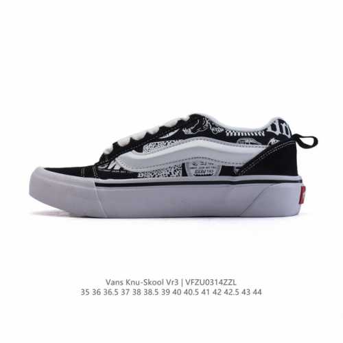 140 万斯 Vans Knu-Skool Vr3 Lx 面包鞋皮革鞋面。坎普尔·茱利安系列低帮复古硫化休闲运动板鞋“肥胖版大Logo”要说整个2023年最为热
