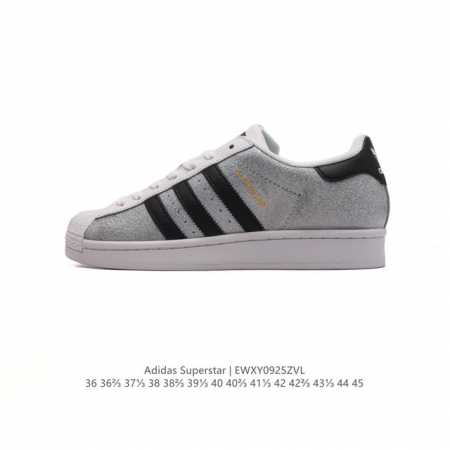 公司级 阿迪达斯 Adidas Superstar 三叶草经典贝壳头系列 新款休闲板鞋潮流男女士运动鞋 。鞋面柔软皮革材质 标志性的贝壳鞋头，锯齿三条纹，简约的 - 点击图像关闭