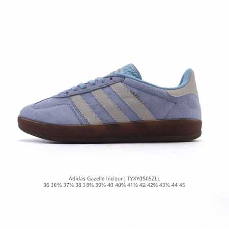 阿迪达斯 Adidas Originals Gazelle Indoor复古三叶草防滑透明橡胶板鞋经典运动鞋。这款经典鞋,忠于原版设计,缀撞色三条纹和鞋跟饰片。 - 点击图像关闭