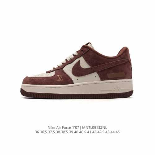 公司级 新款 Af1耐克 Nike Air Force 1 ‘07 Low 空军一号 路易威登联名 气垫厚底增高百搭运动板鞋 原楦头原纸板 打造纯正空军版型，专