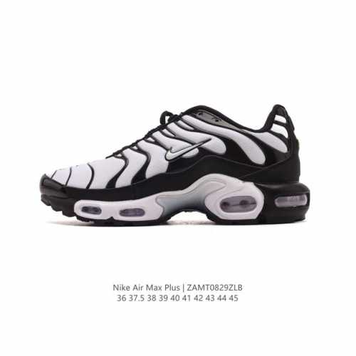 Nike 耐克 男女子休闲鞋气垫缓震跑步鞋 Air Max Plus 运动鞋 造型超讨喜！鞋面以帆布和织物材质包裹，保证了轻薄透气，更适合夏季穿着。鞋侧 鱼骨