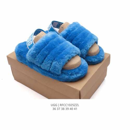 UGG 秋冬新款棉拖 露趾毛绒棉凉鞋 俏皮可爱的百变造型， 美国轻奢品牌UGG 平底系列冬季羊毛一体雪地休闲保暖毛毛家居包头棉拖鞋。官方同步包装 检验标 材料采