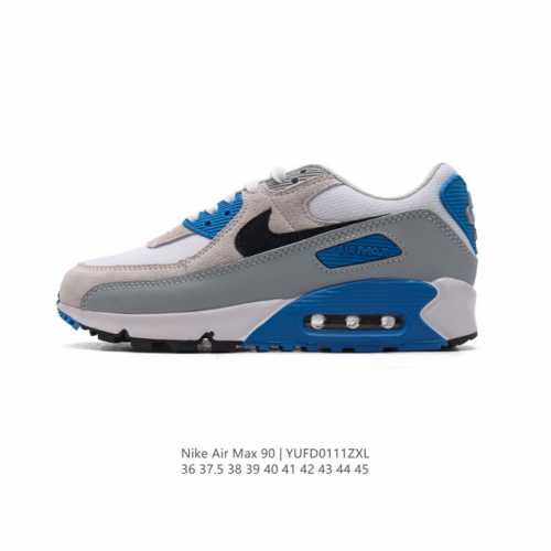160 耐克 Nike Air Max 90 Essential 运动鞋气垫缓震跑步鞋，秉承该系列非凡缓震性能，缔造出众舒适穿着感与高级牛剖层革、人造革与织物组