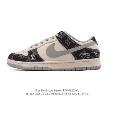 公司级 耐克 Nike Dunk Low Retro 运动鞋复古滑板鞋 路易威登联名。作为 80 年代经典篮球鞋款，起初专为硬木球场打造，后来成为席卷街头的时尚