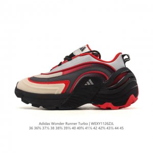 新品 阿迪达斯新款 Adidas Fos系列Wonder Runner Turbo厚底运动鞋阿迪达斯轻运动鞋舒适防滑耐磨 低帮缓震跑步鞋 厚底增高男女款老爹鞋，