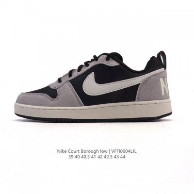 耐克 Nike 男子运动鞋 Court Borough Low 小空军低帮板鞋。1.其皮革材质的鞋面结合网眼鞋舌，在出众外观与质感的同时提供稳固支撑，并且提升透
