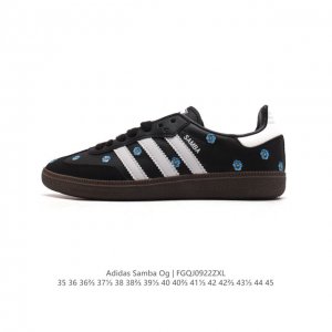 阿迪达斯 德训鞋 Adidas Originals Samba Og Shoes 经典运动鞋小白鞋 T头鞋 男女板鞋 鞋面刺绣花朵 彰显休闲摩登风情的时尚经典鞋