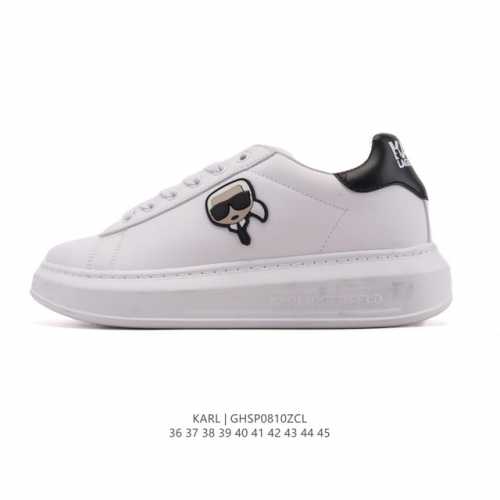 新品 Karl Lagerfeld 卡尔 拉格斐 低帮圆头牛皮小白鞋 系带休闲鞋 老佛爷头像舒适日常通勤鞋子 白色 Karl Lagerfeld Paris是“