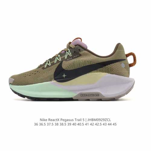 耐克 Nike pegasustrail5男女同越野跑步鞋夏新款耐克飞马该鞋款搭载出众回弹的 Reactx 泡绵中底，多种地面，皆可轻松驾驭。采用别致设计。上脚