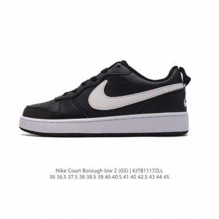 耐克 Nike 男女子运动鞋 Court Borough Low 小空军低帮板鞋。1.其皮革材质的鞋面结合网眼鞋舌，在出众外观与质感的同时提供稳固支撑，并且提升 - 点击图像关闭