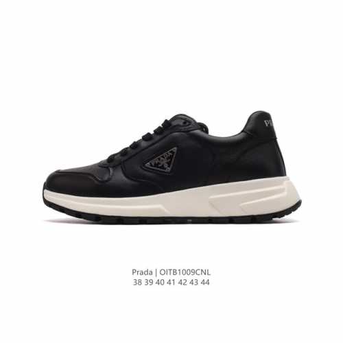 公司级 Prada系列／Prada 普拉达男士厚底增高运动板鞋 小白鞋 Prada.普拉达高端品牌休闲慢跑鞋 完美做工.演绎完美选择的你。 码数: 38 39