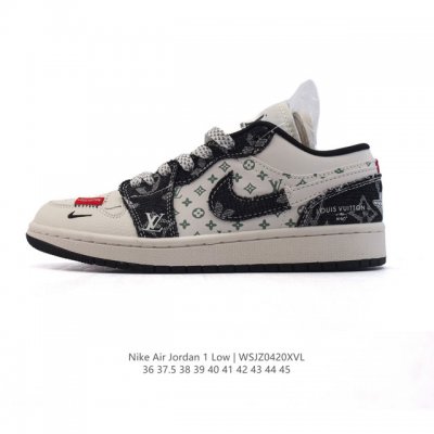 公司级 耐克 乔丹Air Jordan 1 Low Aj1 乔1 乔丹1代Aj1 路易威登联名 低帮复古文化休闲运动篮球鞋。从1985 年面世的元年款汲取设计灵