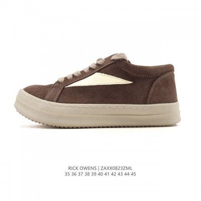 公司级 Rick Owens 复古百搭 时尚 舒适透气 耐磨 休闲鞋 市售最高版本 Rick Owens 瑞克 欧文斯 粗鞋带 低帮高街休闲运动板鞋 原鞋开发