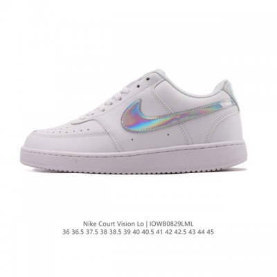 耐克Nike Court Vision Low 校园风低帮复古篮球板鞋男女运动鞋。延续80年代复古篮球鞋，添加学院风细节。皮革组合鞋面，利落风格，重现复古篮球风
