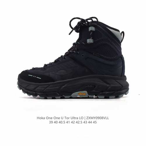 纯原Hoka One One Tor Ultra High 托亚 织物皮革 潮流舒适 防滑耐磨防水包裹性 高帮 户外功能鞋，鞋面采用舒适面料 带来良好的穿着体验