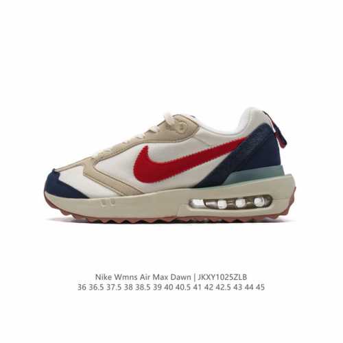 耐克 NIKE Air Max Dawn 黎明系列 低帮气垫百搭休闲运动慢跑鞋，从配色上彰显出浓厚的复古气质。最大的亮点当属鞋型设计上加入结构元素，汲取1984