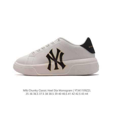 MLB Chunky Classic 大印花板鞋 休闲时尚厚底增高休闲运动鞋 潮流百搭一脚蹬运动鞋男女轻便胶鞋。这双鞋子韩范十足,很适合初夏穿搭,白色厚底鞋搭配 - 点击图像关闭
